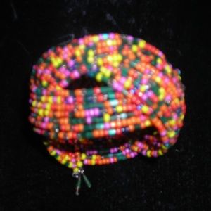 Cuff bracelet,  multi color beads,interwoven